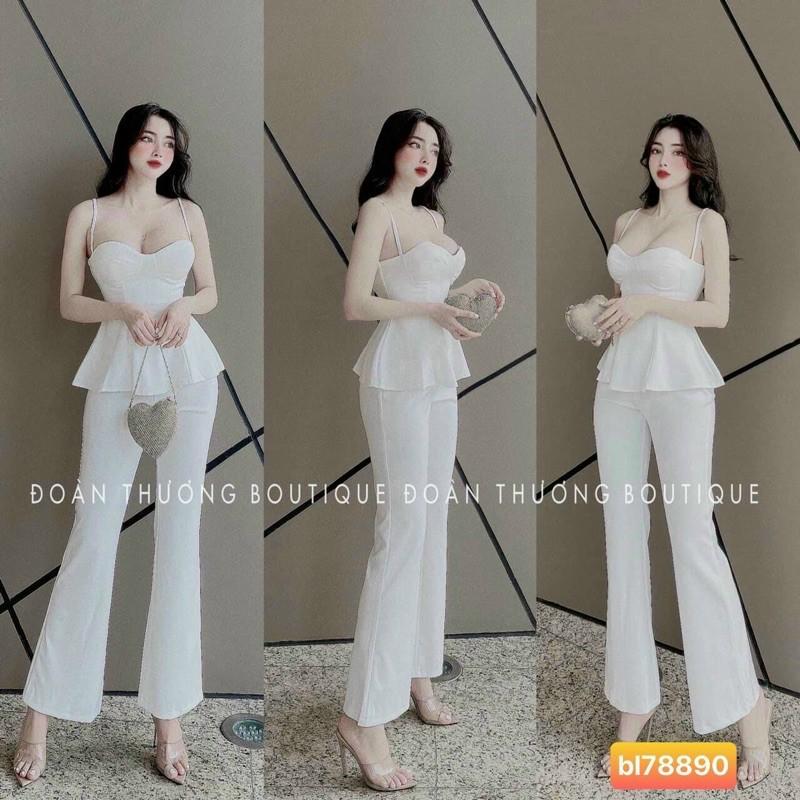 Sét bộ áo 2 dây kèm quần ống rộng ở nhà hay xuống phố đều xinh lung linh