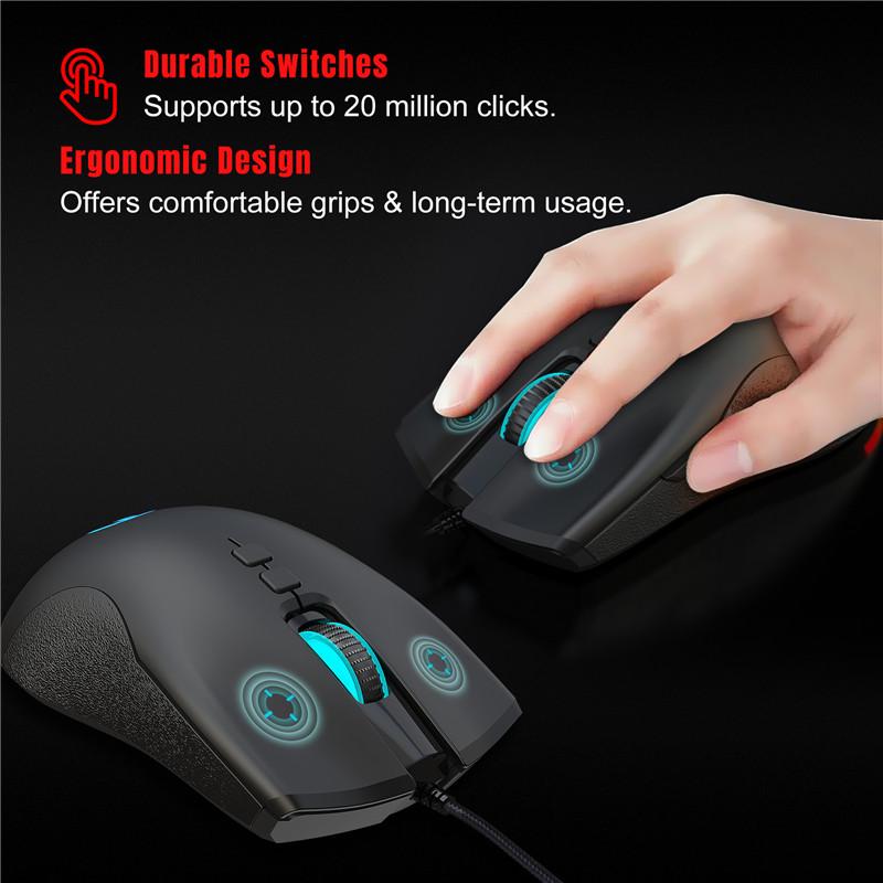 Highend Dành Mới USB Chuột Chơi Game Có Dây 7 Nút Đèn LED Đèn Nền RGB Chuột Có Thể Điều Chỉnh 6400 DPI Cho Máy Tính Laptop Lập Trình Macro