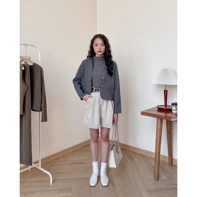 Áo khoác blazer nữ dài tay 5 khuy dọc nắp túi ngực 76a41 by germe