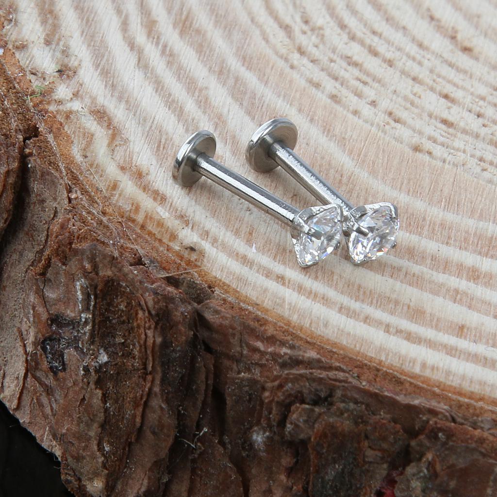 2Pcs Clear Crystal Nose Stud Nose Earrings Bar