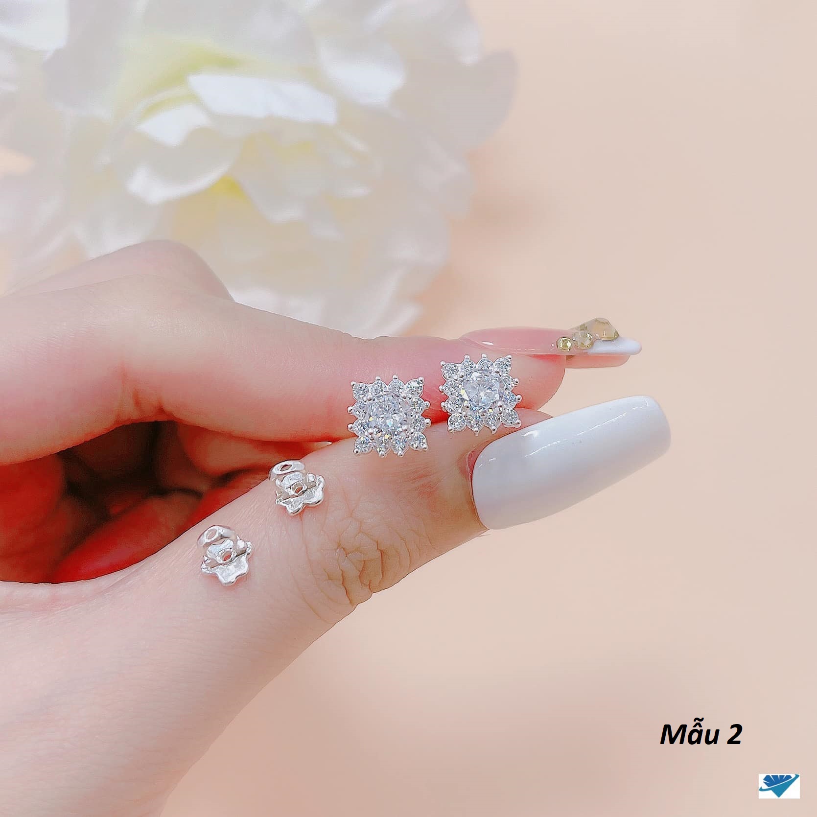 Bông tai bạc chốt ren xoáy chất liệu bạc s925 MS080x