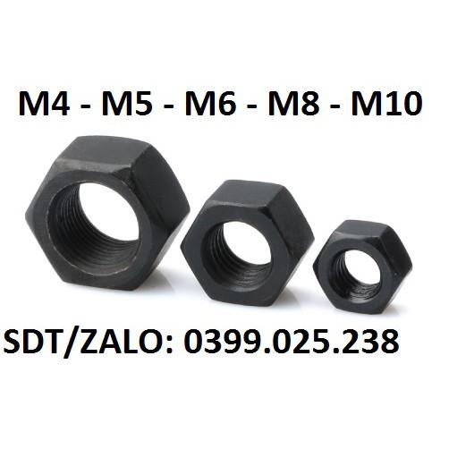 Bộ 10 Đai Ốc - Ê cu M3, M4, M5, M6, M8 ,M10 thép đen