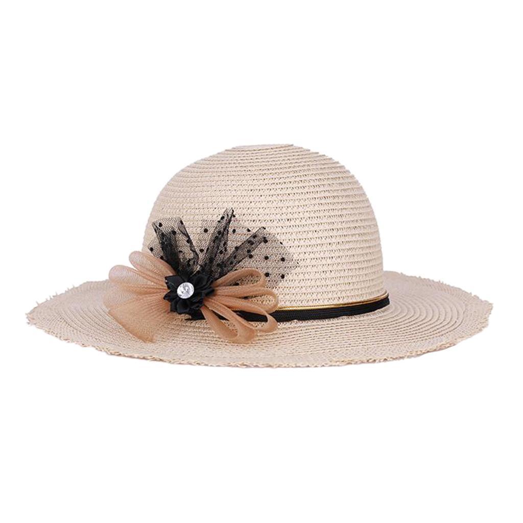 Women Floppy Visor Straw Weave Hat Wide Brim Beach Sun Protection Cap