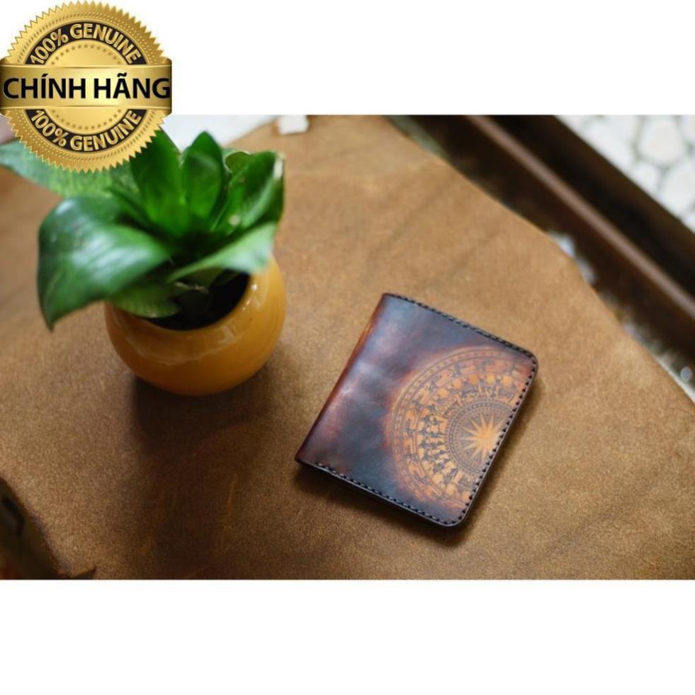 VÍ ĐỨNG TRỐNG ĐỒNG DA BÒ THẬT THUỘC BẰNG THẢO MỘC TỐT CHO SỨC KHỎE - MÀU MAHOGANY .