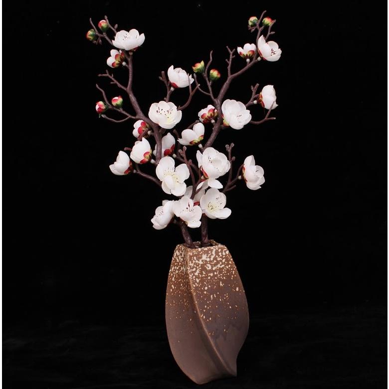 Cành đào giả nhựa màu trắng trang trí Tết đẹp 60cm mã AZHOA0031