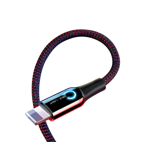 Cáp sạc 2.4A Baseus C-shaped tích hợp đèn Led tự ngắt khi pin đầy cho iPhone/iPad dài 100CM - Hàng chính hãng