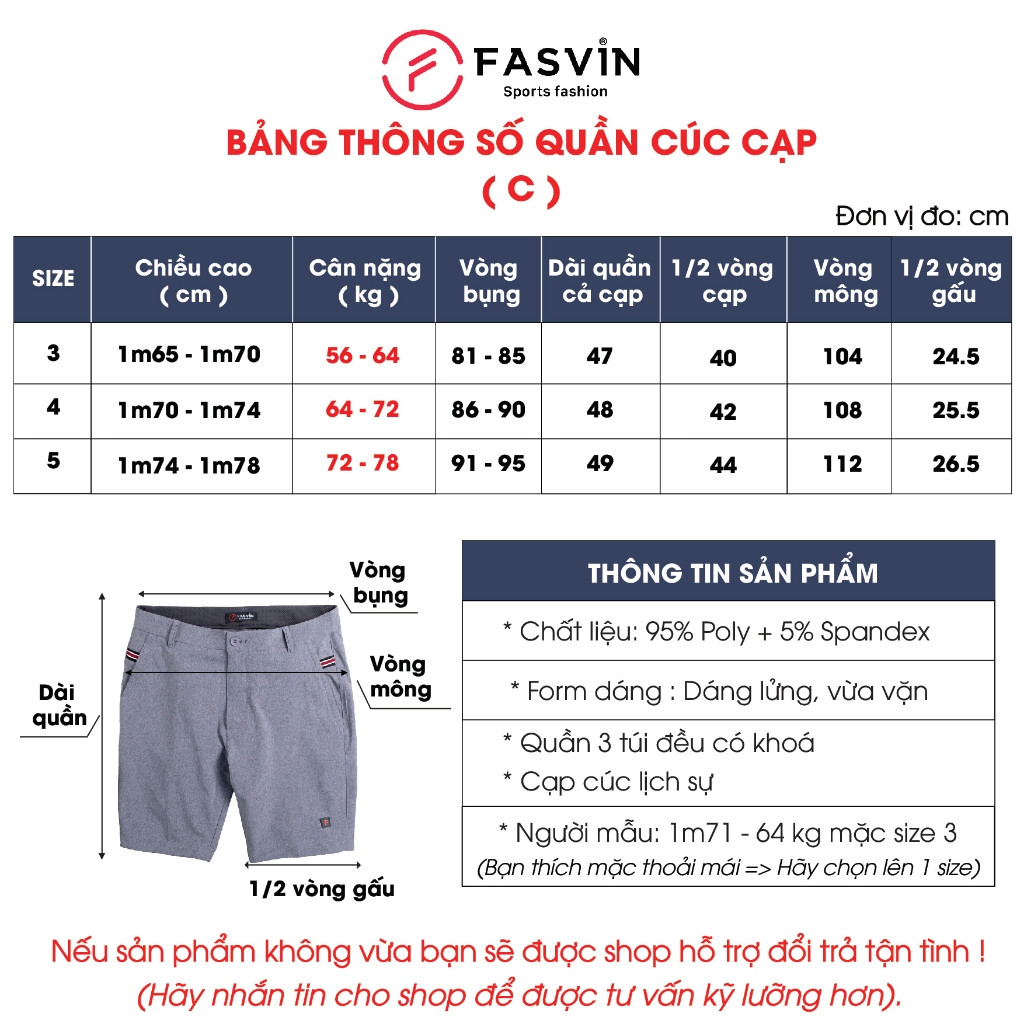 Quần Short Nam Fasvin C24609.HN Vải Gió Chun Dầy Dặn, Nhẹ, Mát, Đứng Dáng Tiện Dụng Dạo Phố Hay Mặc Nhà