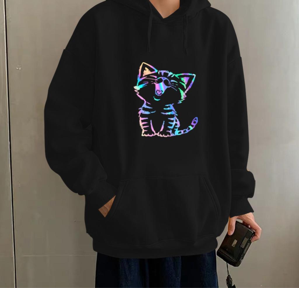 ÁO KHOÁC NỈ HOODIE PHẢN QUANG  MÈO CƯỜI