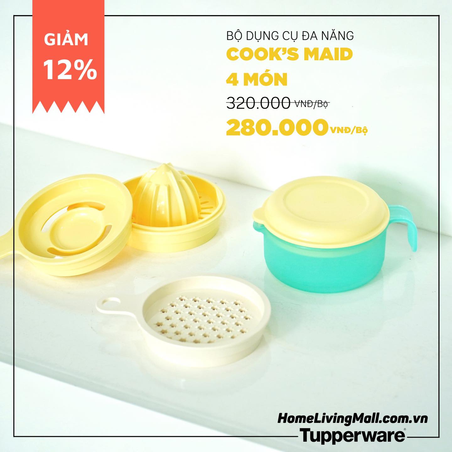 Bộ Dụng Cụ Đa Năng Tupperware 4 Món Cook's Maid