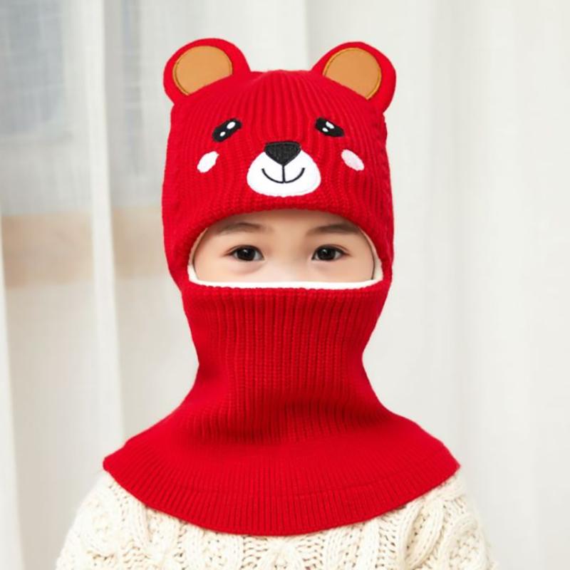 2020 Bé Gái Mới Mùa Đông Mũ Ấm Gấu Skullies Beanies Dệt Kim Mũ Trẻ Em Balo Mặt Nạ Nón Gorras