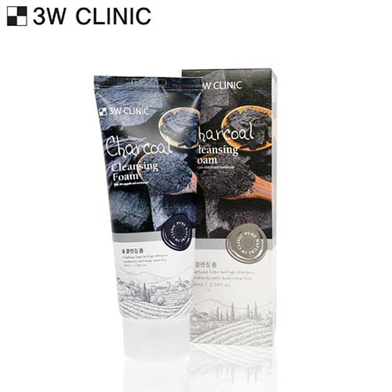 Combo sữa rửa mặt kiểm soát bã nhờn và làm sáng da chiết xuất từ than hoạt tính 3W CLINIC CHARCOAL và chiết xuất từ lúa mạch 3W CLINIC BROWN RICE - Hàn Quốc Chính Hãng