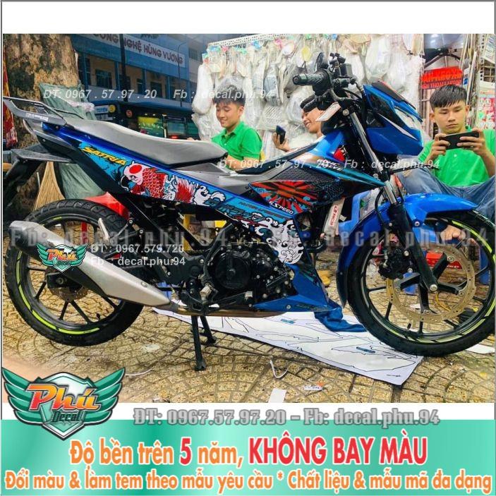 Tem rời Satria Cá Chép xanh đen  -1