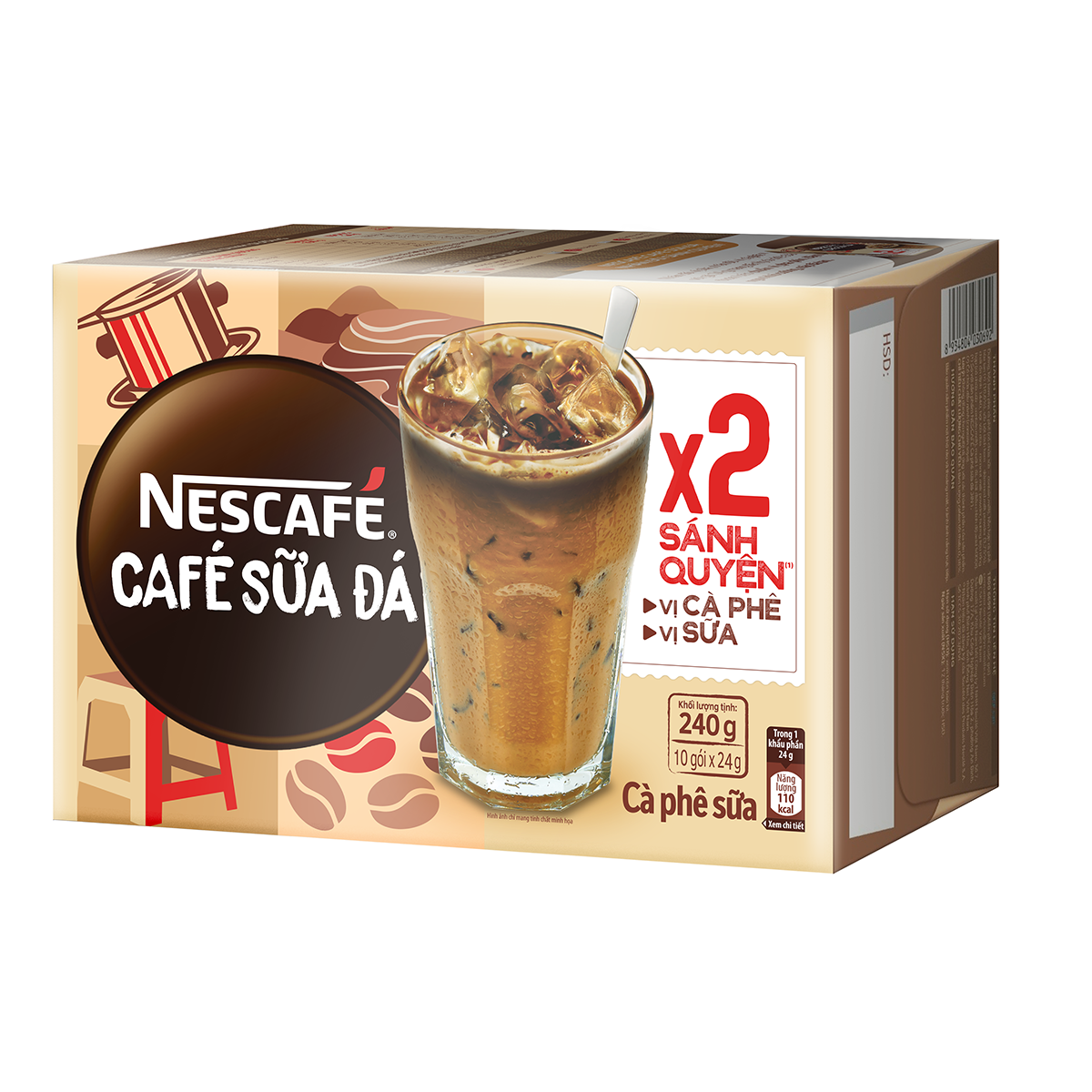 Combo 4 Hộp Cà Phê Sữa Nescafé Cà Phê Sữa Đá (Hộp 10 Gói x 24g)