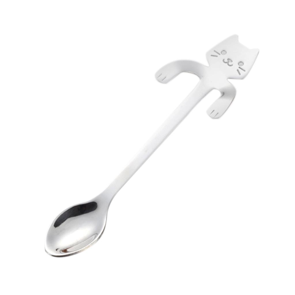 1 pc Lovely Cat Stainless Steel Hanging Spoons Dessert Spoons Tea Coffee Scoops