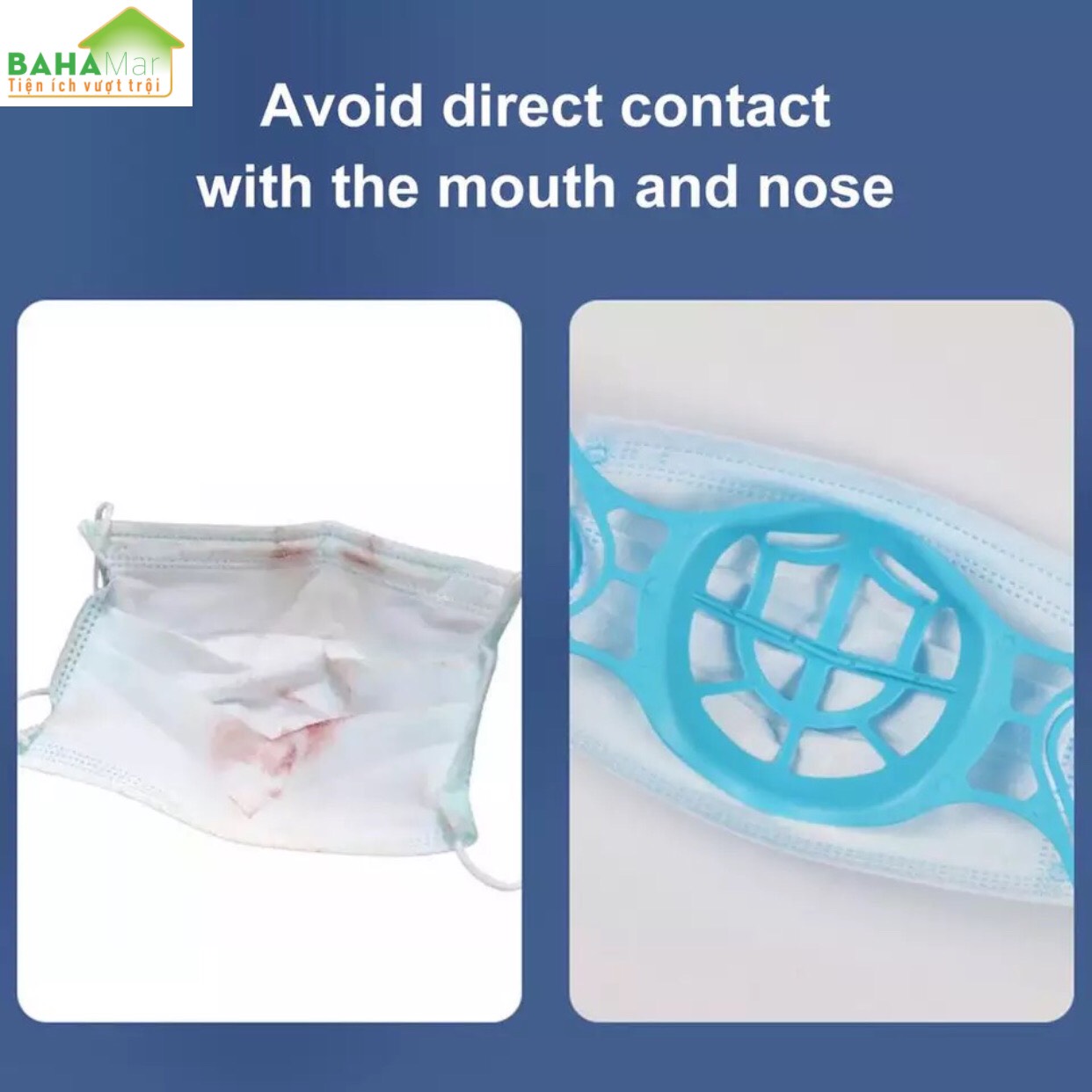 KHUNG ĐỠ 3D ĐEO KHẨU TRANG THOÁNG KHÍ, LÓT CHỐNG TRÔI SON HIỆU QUẢ "BAHAMAR" Giá đỡ 3D được thiết kế vừa vặn với khuôn mặt của sống mũi, giúp thở êm ái.
