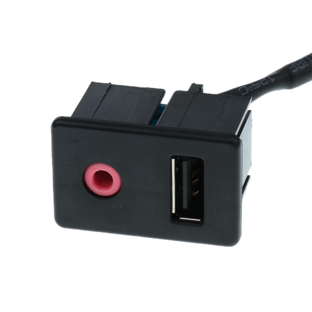 USB AUX Adapter Socket 3.5mm Jack Car Dashboard Extension Cable Connector