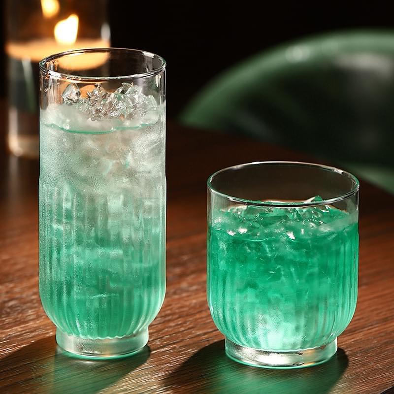 Ly thủy tinh vân sọc đế nhỏ 300ML Decor trà trái cây - Mã TOK350