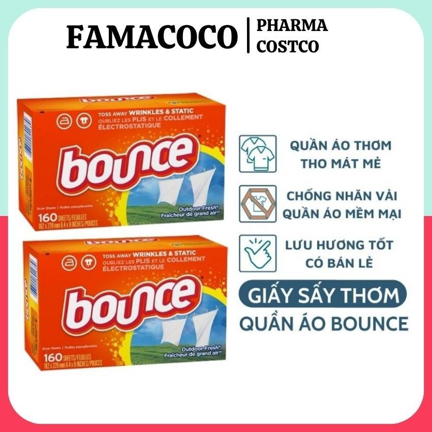 [HCM] Giấy thơm quần áo Bounce của mỹ Hộp 160 Tờ - Giúp lưu hương lâu trên quần áo và khử mùi ẩm mốc FAMACOCO