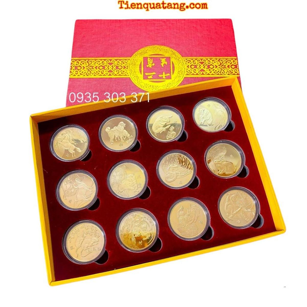 Hộp Đồng Xu 12 Con Giáp Mạ Vàng - Quà Tặng Mới