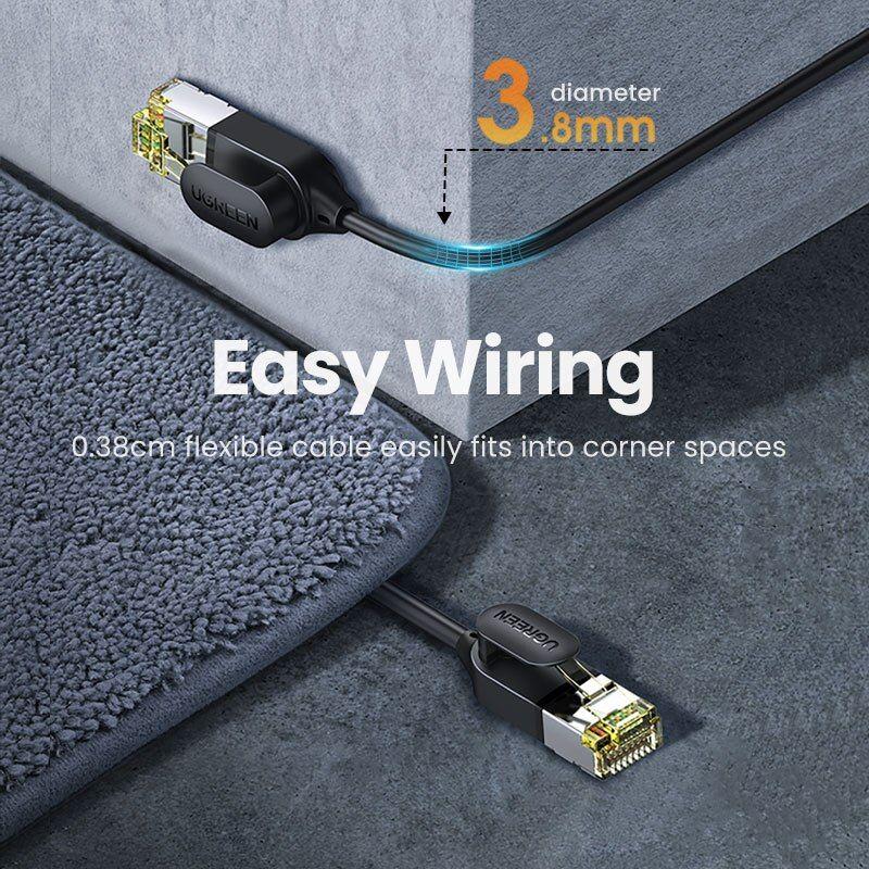 Ugreen UG80417NW149TK 2M 10Gbps màu đen cáp mạng CAT7 siêu mỏng nhỏ 0.38mm - HÀNG CHÍNH HÃNG