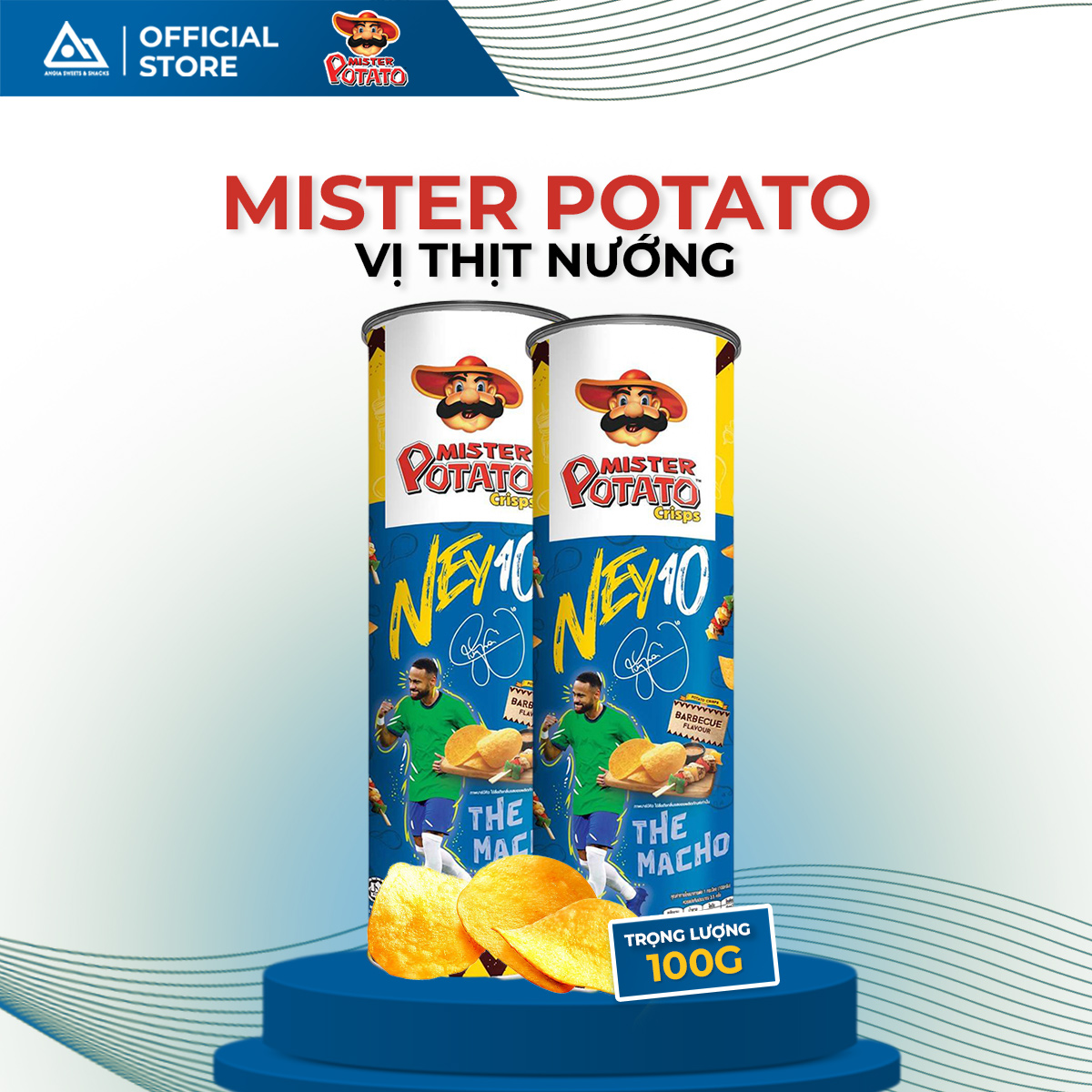 Snack khoai tây chiên vị Nướng Mister Potato bimbim có hình Neymar 100g An Gia Sweets Snacks