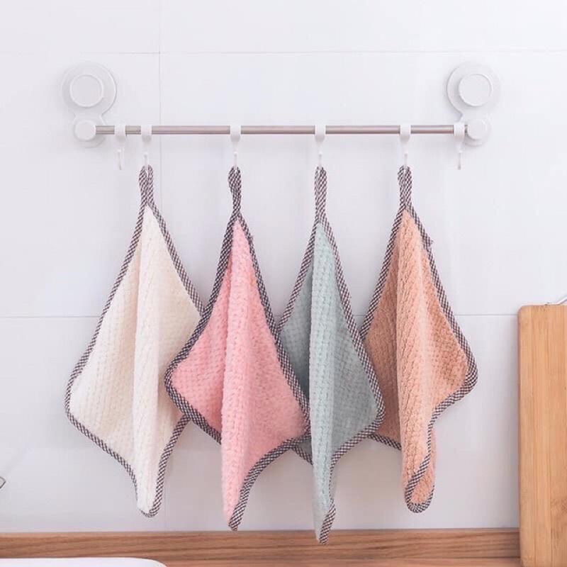 Khăn Bông Lau Bếp, Lau Tay, Lau Chén Bát 2 Mặt Có Lỗ Treo