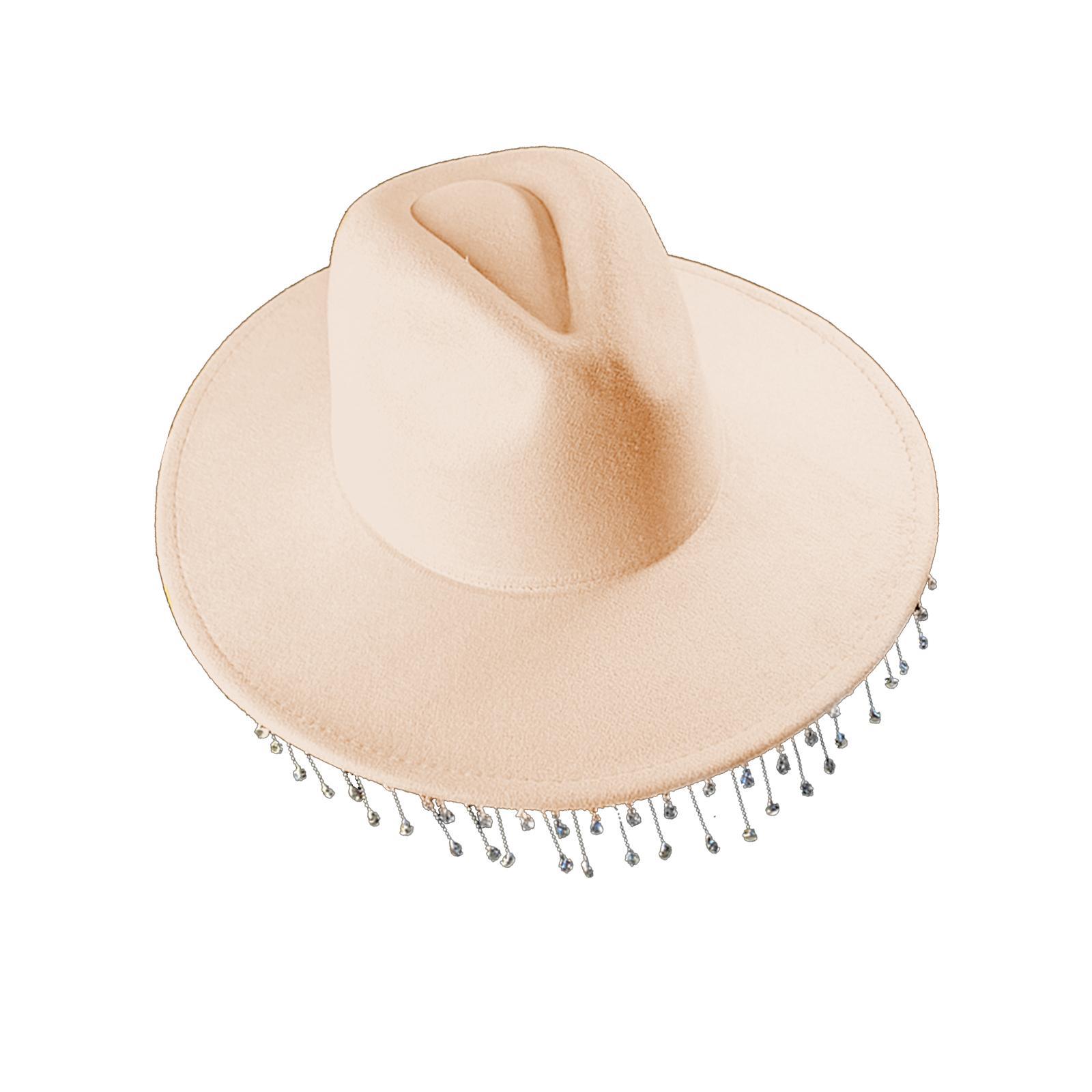Felt Cowboy Hat Women Men Sun Hat for Holiday Costume Clothes Accessories beige