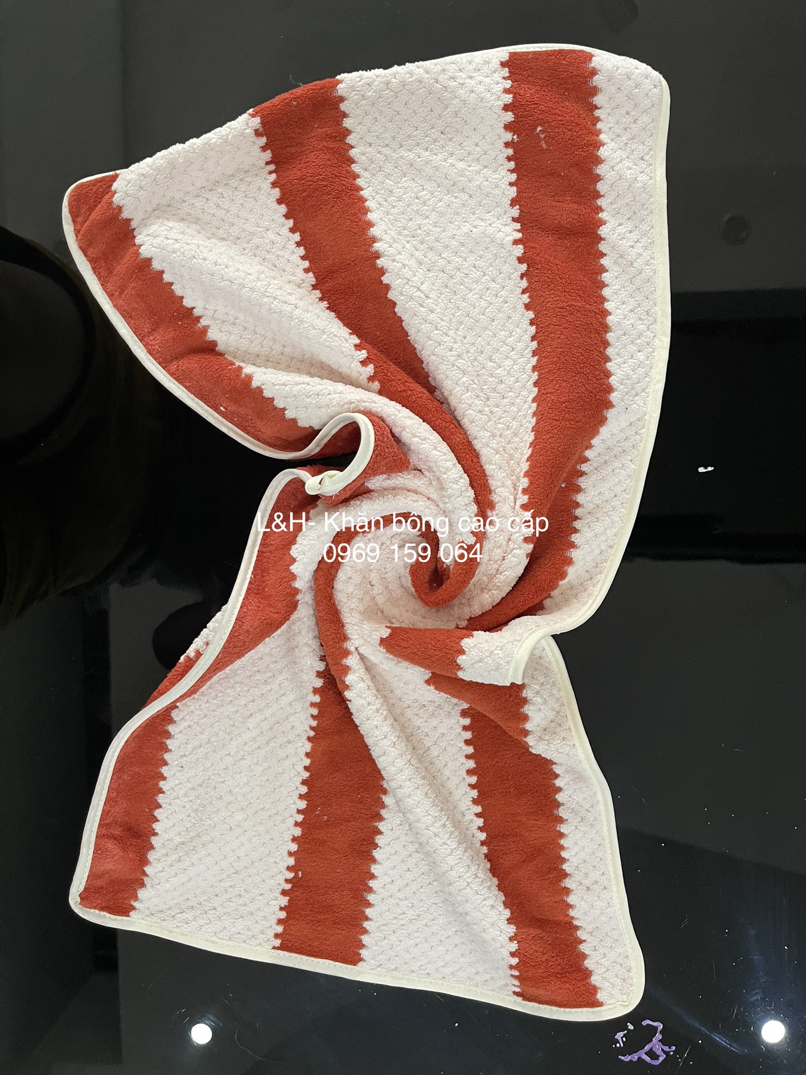 Khăn tắm lông cừu cao cấp, Khăn lau đầu, kẻ thẳng, hạt gạo, siêu mềm, KT 35x75cm