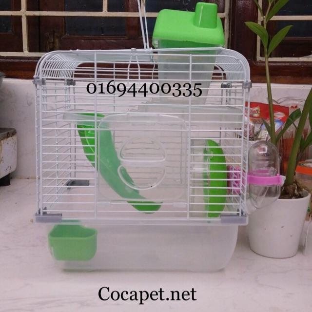 Lồng hamster 2 tầng đế trong suốt 23 x 17 x 30 cm