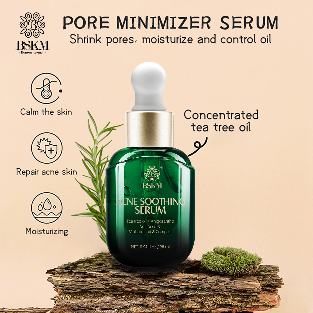 BSKM Soothing Acne Firming Serum 28g Giảm vết thâm do mụn, làm mờ nếp nhăn, dưỡng ẩm và làm săn chắc da Sản phẩm chăm sóc da