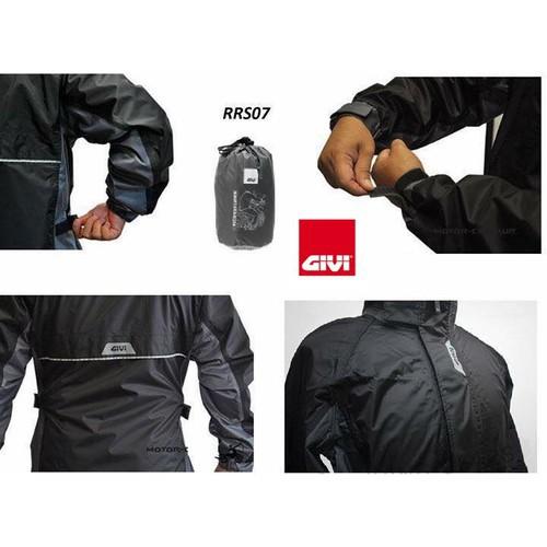 Áo mưa bộ Givi RRS07 mẫu mới màu xám cao cấp, chống thấm ướt, dùng đi phượt đường xa, xe máy