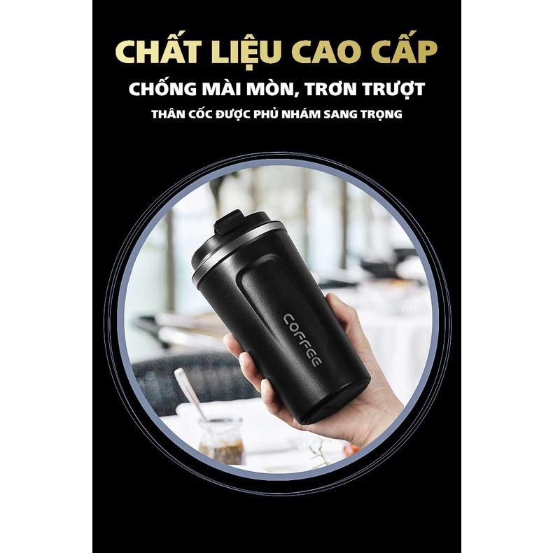 CỐC GIỮ NHIỆT ĐỰNG CAFE INOX 304 510ML KHÔNG GỈ CAO CẤP - BÌNH ĐỰNG NƯỚC GIỮ NHIỆT NÓNG LẠNH SUỐT12H NẮP CHỐNG ĐỔ THÔNG