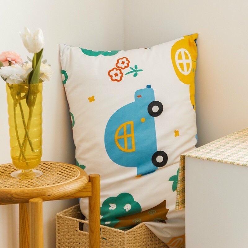Bộ Chăn Ga Gối Cotton Living Xe Ô Tô Xanh