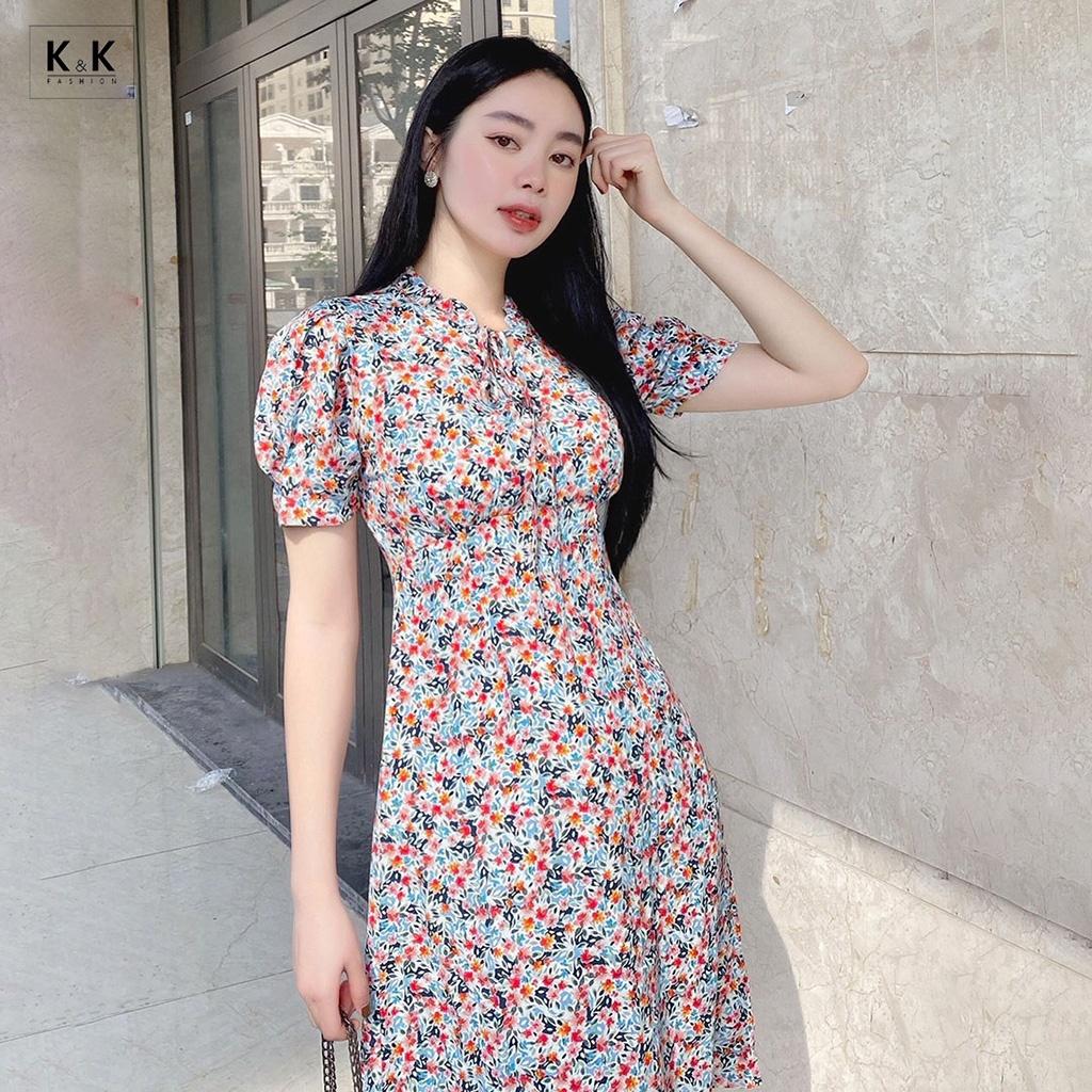 Đầm Hoa Nhí Công Sở Dáng Chữ A K&amp;K Fashion KK117-19 Chất Liệu Lanh Hàn
