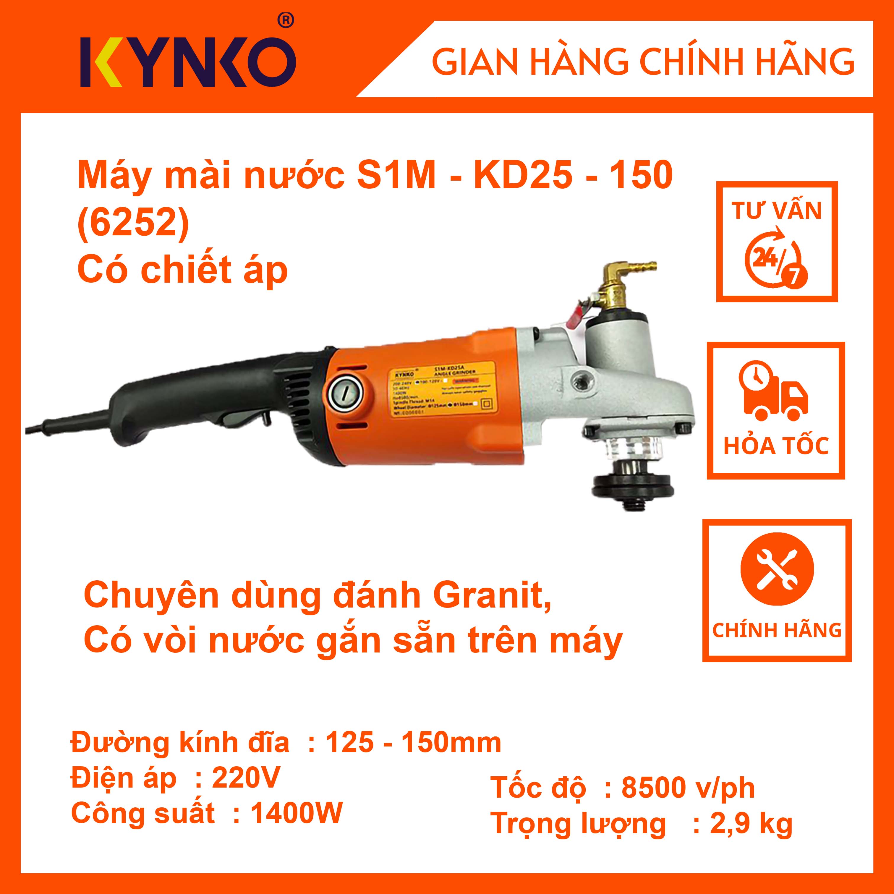 Máy mài nước cầm tay chính hãng Kynko S1M-KD25-150 - Có chiết áp #6252 giá tốt