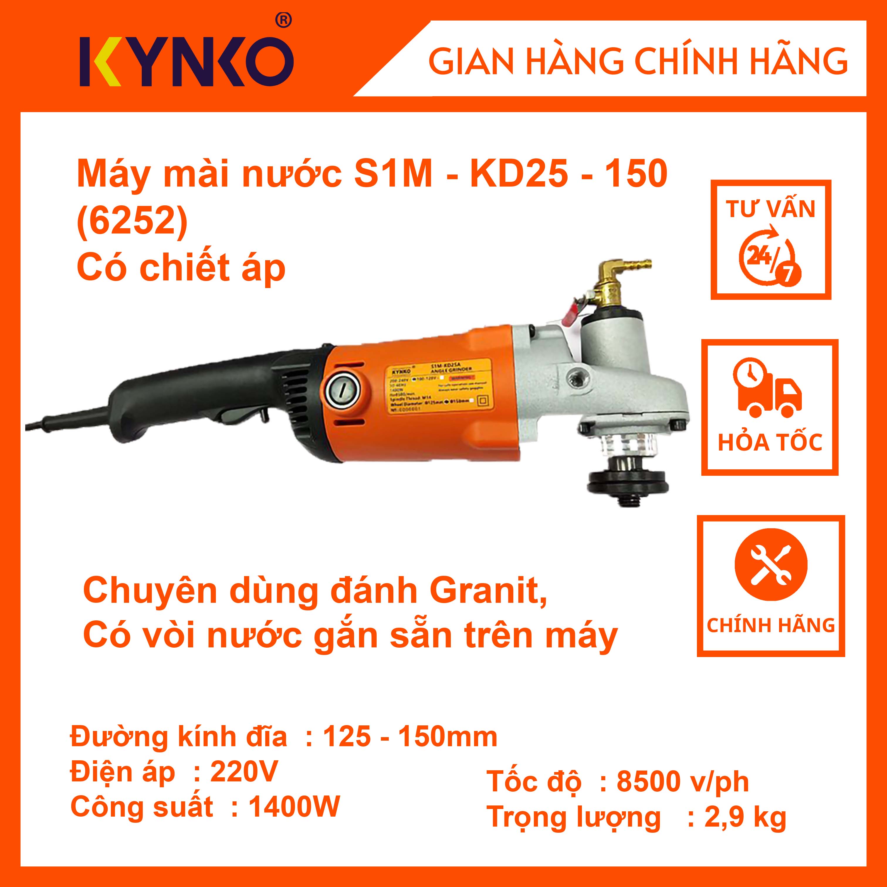 Máy mài 150 - KD25 (có chiết áp) cầm tay chất lượng chính hãng Kynko #6252