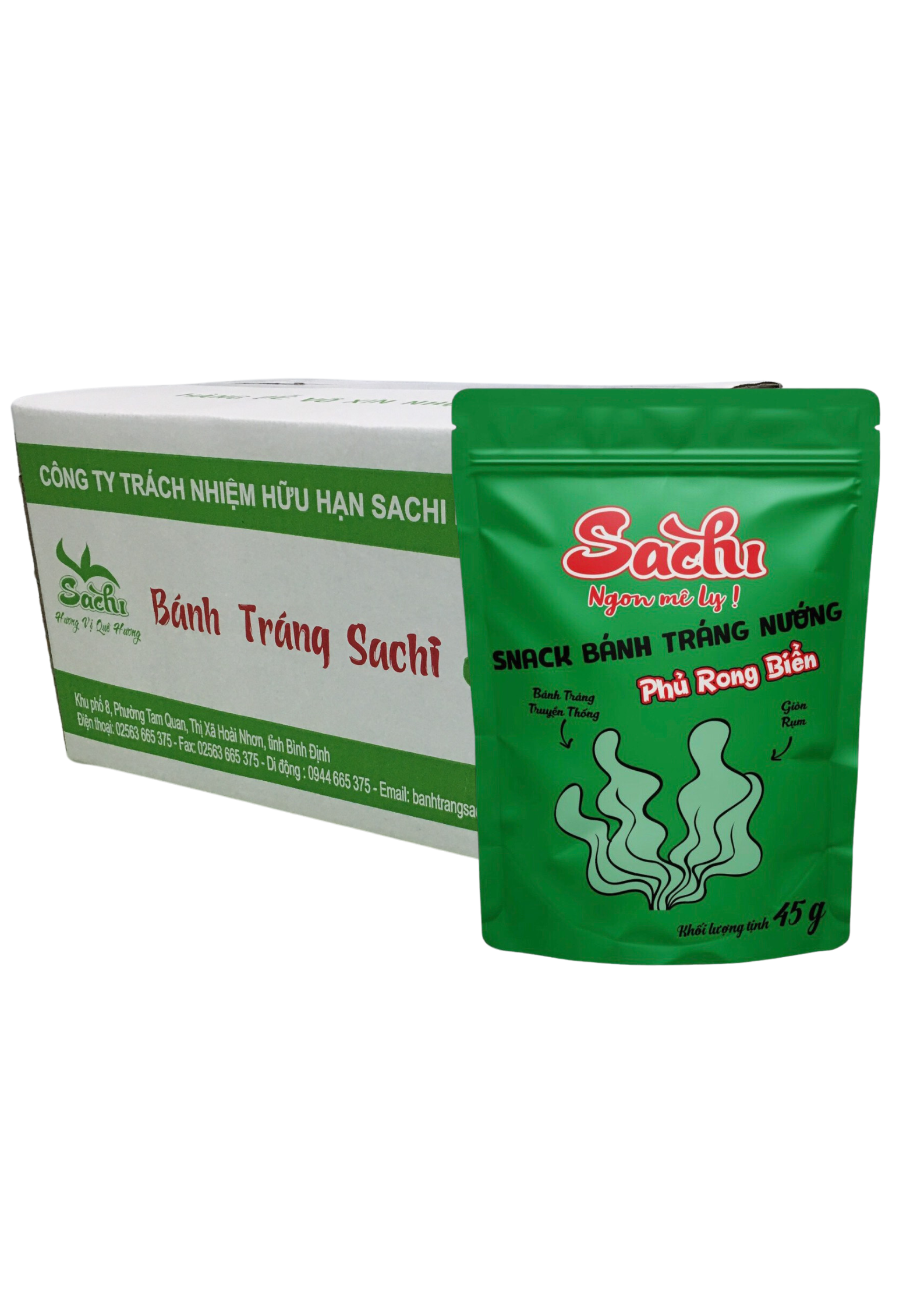 Thùng 25 gói bánh tráng nướng Snack tẩm vị phủ rong biển