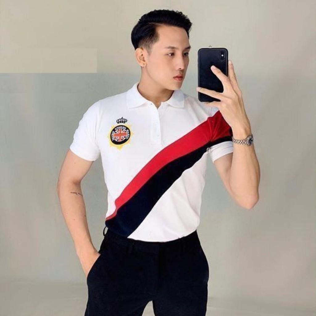 Áo Thun Nam Áo Thun Nam Cổ Polo Phối Màu Logo Chéo Thiết Kế Nam Tính Hợp Thời Trang