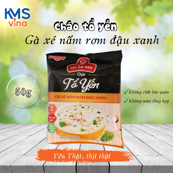 Cháo tổ yến gà xé nấm rơm đậu xanh 50g