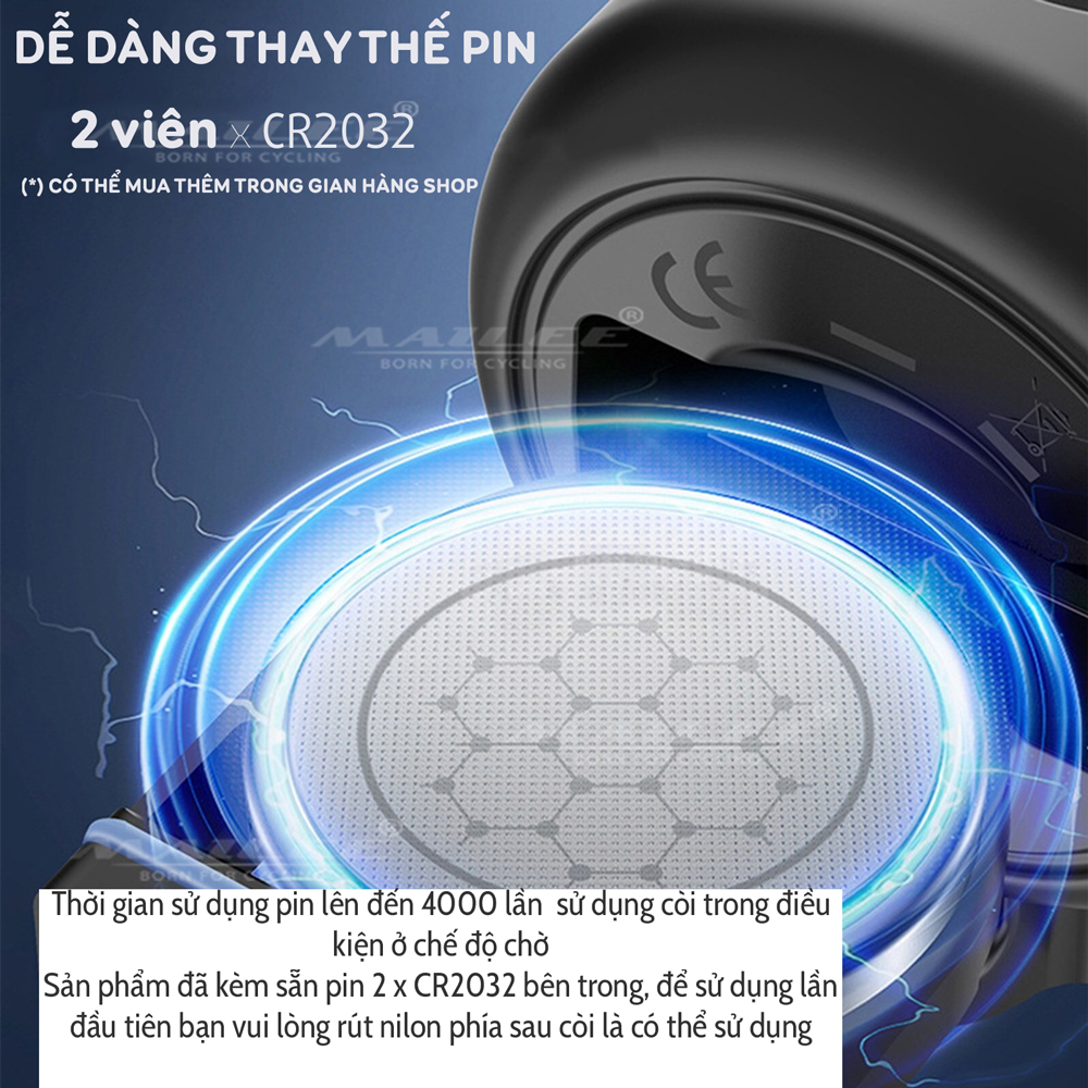 Còi xe đạp điện, chuông xe báo động mini EH2 nhỏ gọn, âm thanh 120dB chống nước gắn trước ghi đông xe đạp (kèm sẵn pin Cr2032) Mai Lee