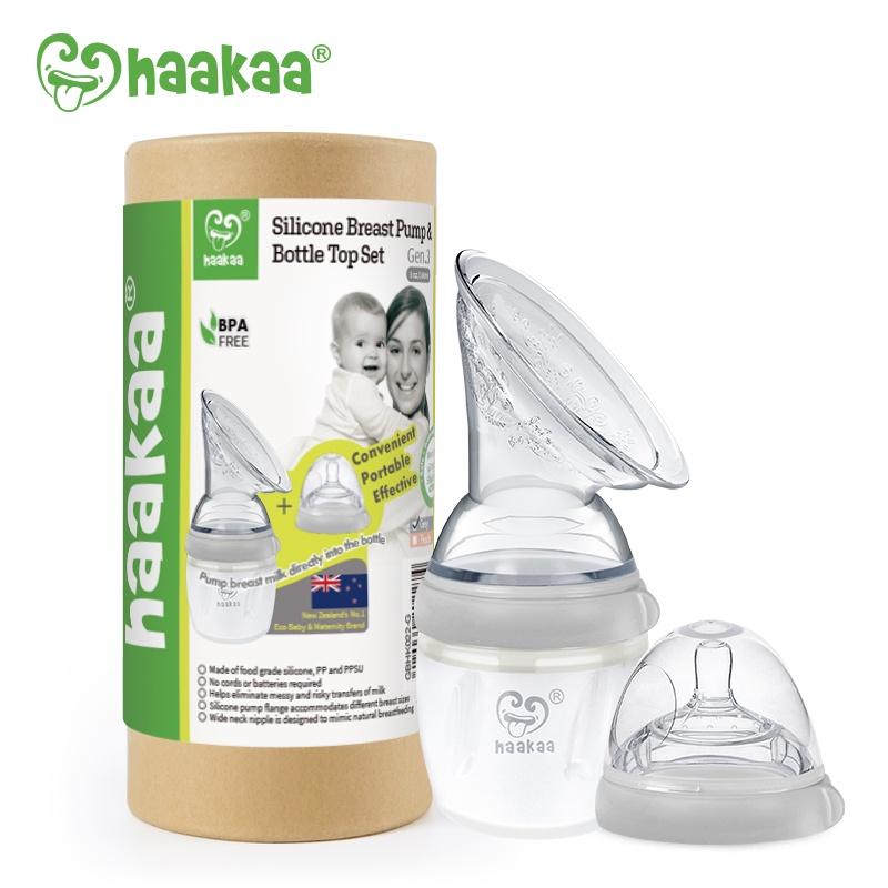 Combo Cốc hứng sữa Gen.3 160ml kèm núm ti chảy chậm Haakaa. Chất liệu silicone an toàn, cao cấp. Không chứa BPA, PVC và phthalate