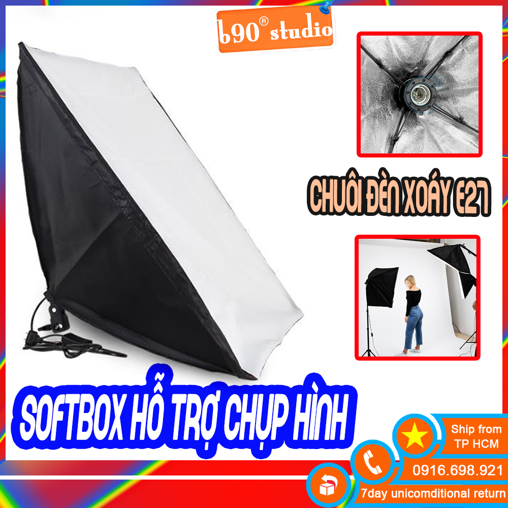 Bộ KIT Studio Chụp Ảnh Sản Phẩm Chân Đèn 2m Kèm Softbox 50x70 cm Hỗ Trợ Sáng(Không bóng đèn)