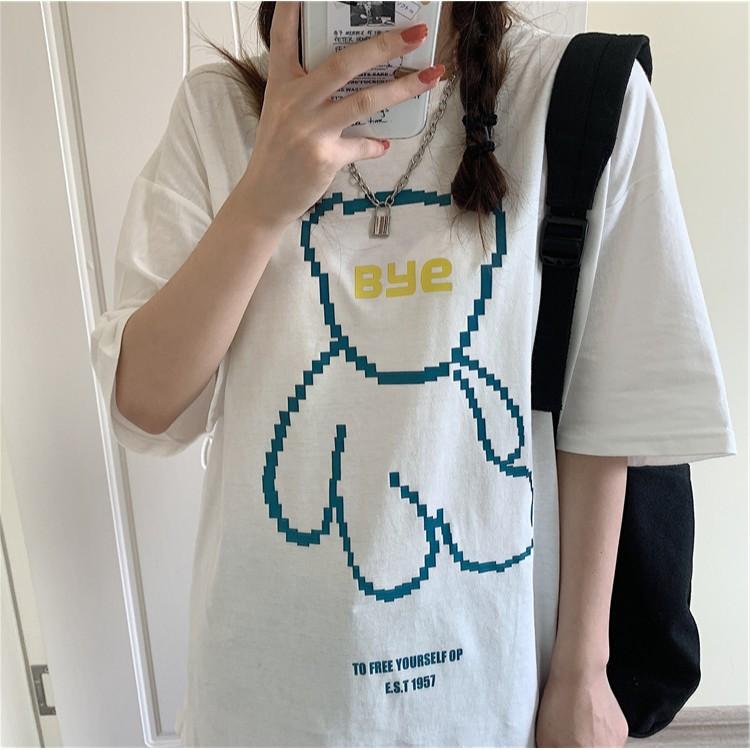 Áo thun tay lỡ GẤU BYE phông Unisex nam nữ tee oversize form rộng pull Ulzzang Streetwear Hàn Quốc vải mềm