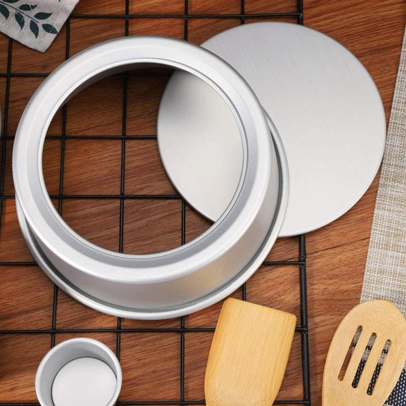 Phụ Kiện Nhà Bếp 4 Gói Bánh Tròn Tín Không Dính Sâu Nhôm Vòng Bánh Chảo Có Đế Rời