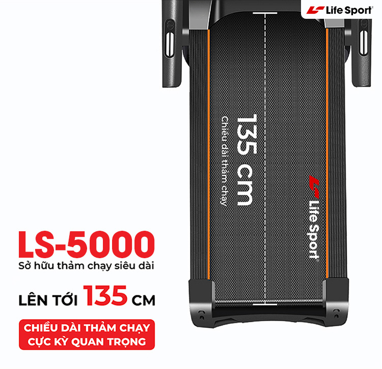 Máy Chạy Bộ Lifesport LS-5000,Máy Chạy Bộ Hiển Thị Nhịp Tim Lượng Calo Và Tốc Độ Và Quãng Đường Chạy, Vùng Chạy Rộng
