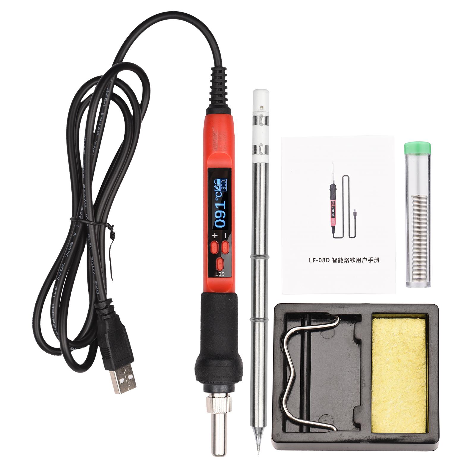68W USB Digital Display Soldering Iron Mini Portable Welding Tool Adjustable Temperature 200~480℃ Soldering Pen for Electronic Works and Repairs