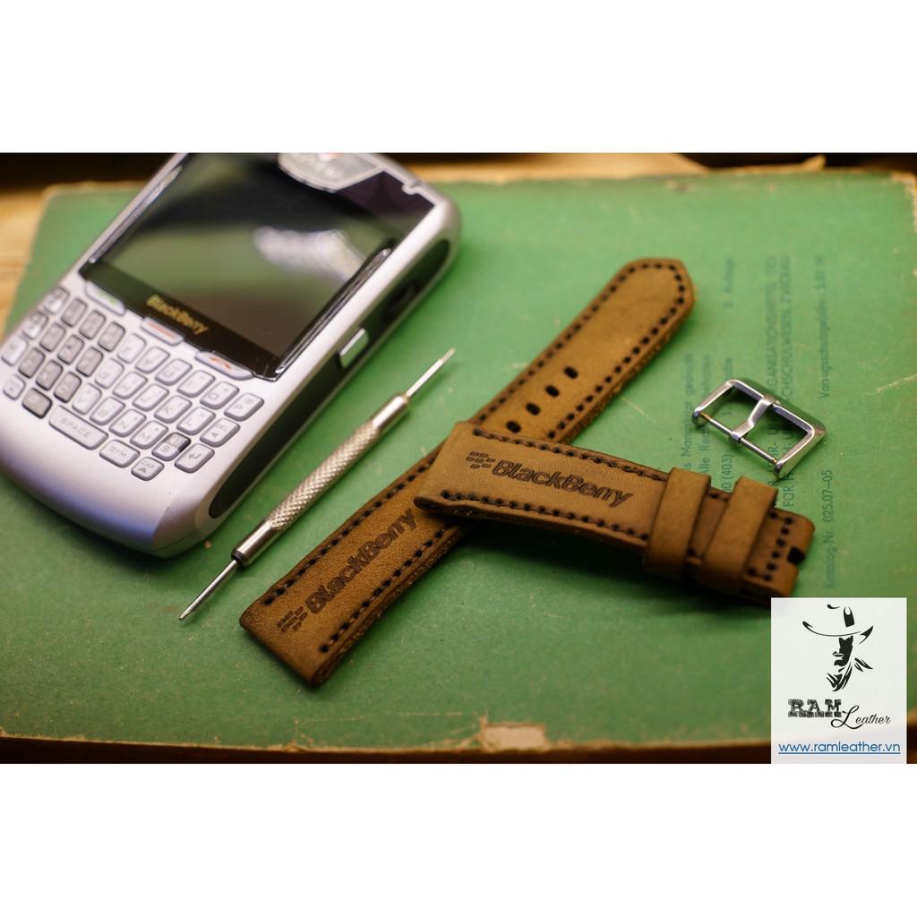 DÂY ĐỒNG HỒ DA BÒ THẬT NÂU ĐẤT - RAM BLACKBERRY SN - RAM LEATHER -ĐỦ SIZE