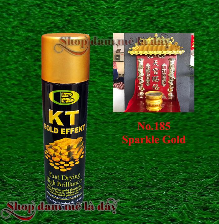 Sơn xịt mạ vàng lấp lánh nhũ KT Sparkle Gold No.185 gold effect Bosny - Thái Lan