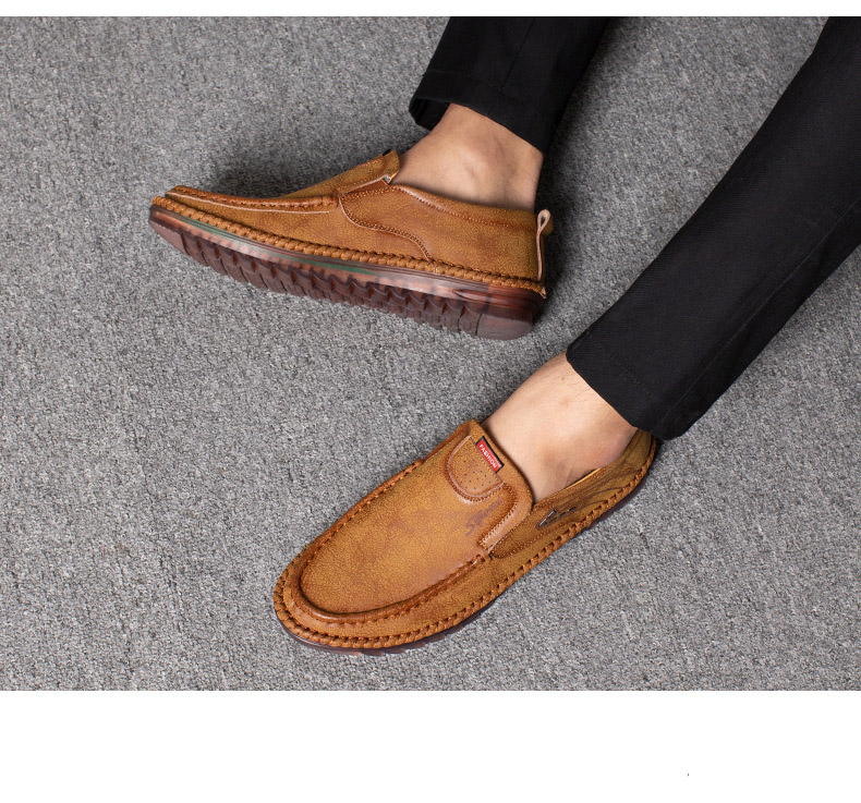Giày lười da thật, giày gân bò, giày đậu Hà Lan, dày thanh niên trẻ trung giày da thật phong cách Anh Quốc năm 2021 mã T26016