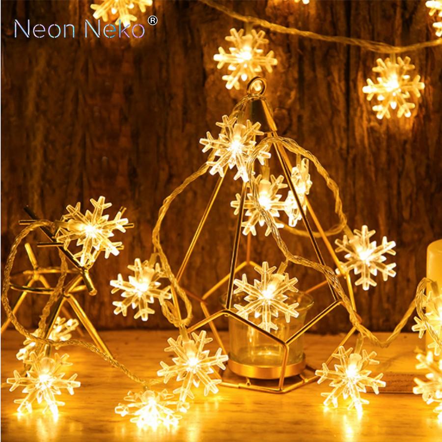 Dây led giáng sinh hình bông tuyết, trang trí phòng ngủ, trang trí cây thông Noel.